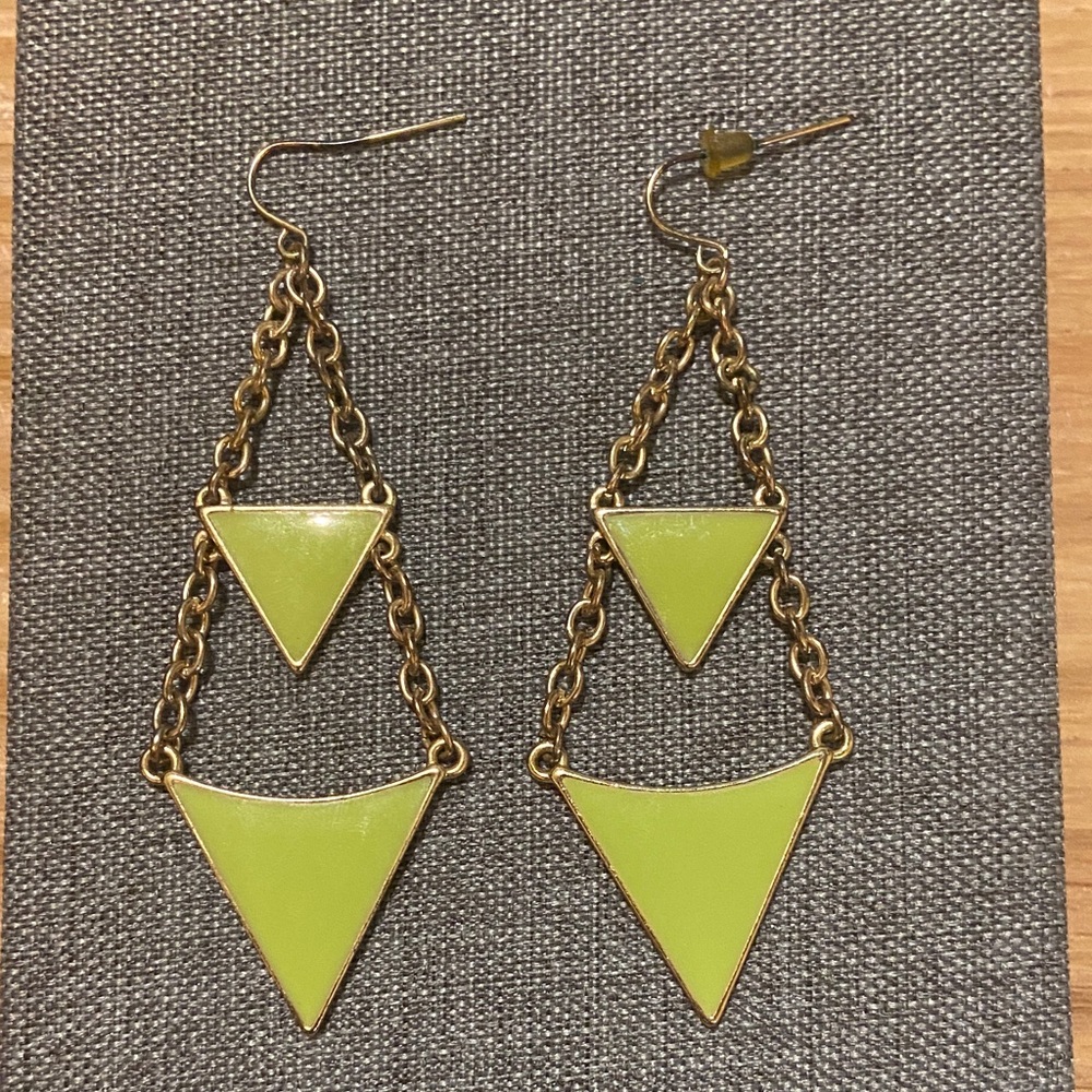 Gold and Neon Yellow Earrings
